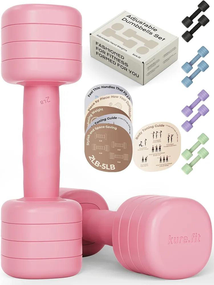 Adjustable Dumbbell Set｜2LB 3LB 4LB 5LB Light Hand Weights for Women｜One-Twist Weight Adjustm... | Amazon (US)