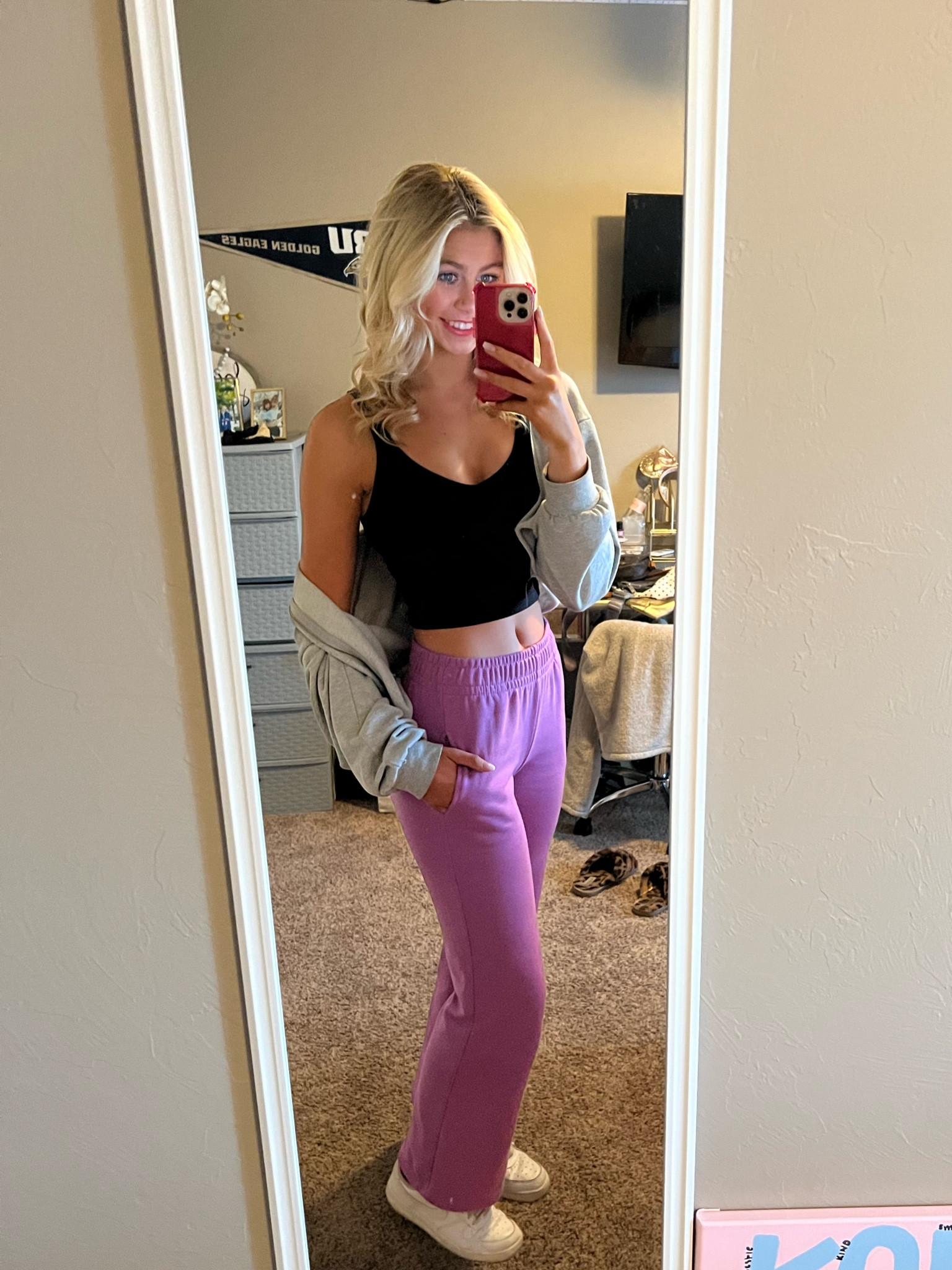 Cutest flared sweatpants from target!! They have multiple colors and they are so comfortable and flattering! Size S! Also added a dupe of lulu align tank from Amazon!

#LTKstyletip #LTKfit #LTKbeauty