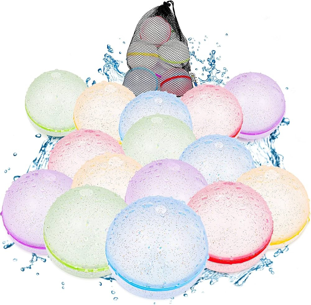 SOPPYCID Reusable Water Balloons, Magnetic Self Sealing Quick Fill Water Balloons, Latex-Free Sil... | Amazon (US)