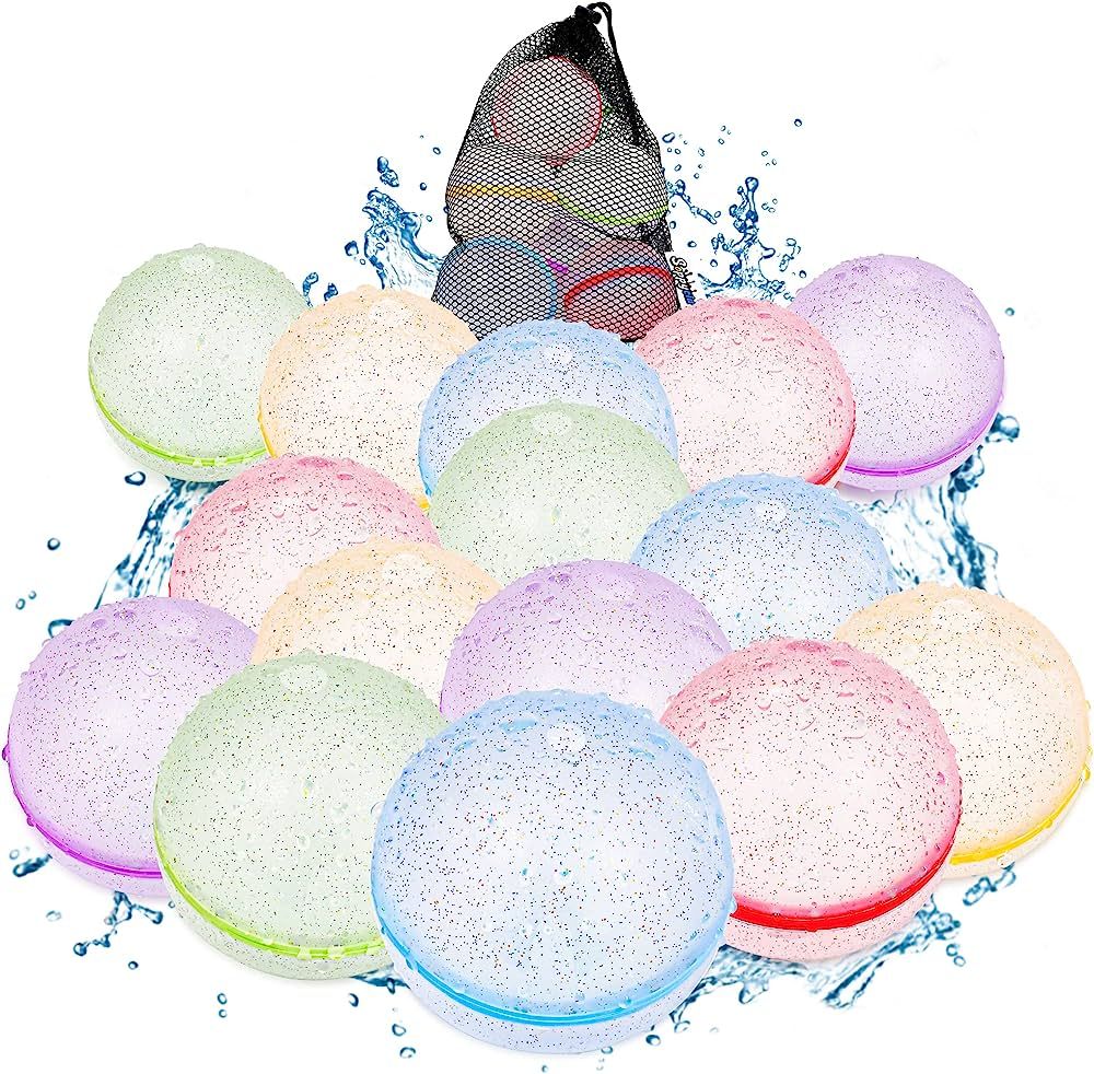 SOPPYCID Reusable Water Balloons, Magnetic Self Sealing Quick Fill Water Balloons, Latex-Free Sil... | Amazon (US)