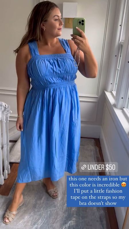 this one needs an iron but this color is incredible 💙 wearing size XL (runs TTS). 

#LTKFindsUnder50 #LTKSeasonal #LTKMidsize