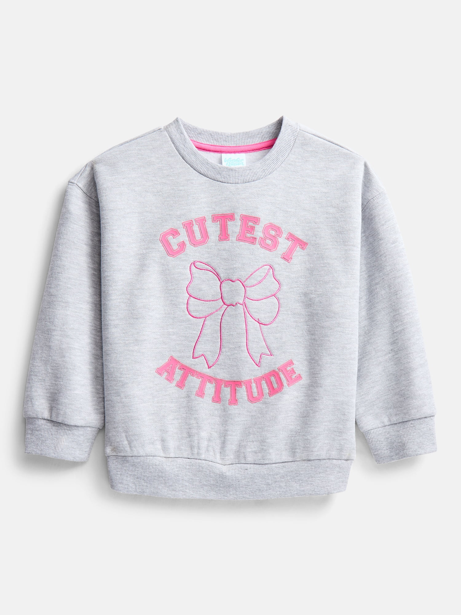Wonder Nation Toddler Girls Graphic Crewneck Pullover with Long Sleeves, Sizes 12M-5T | Walmart (US)
