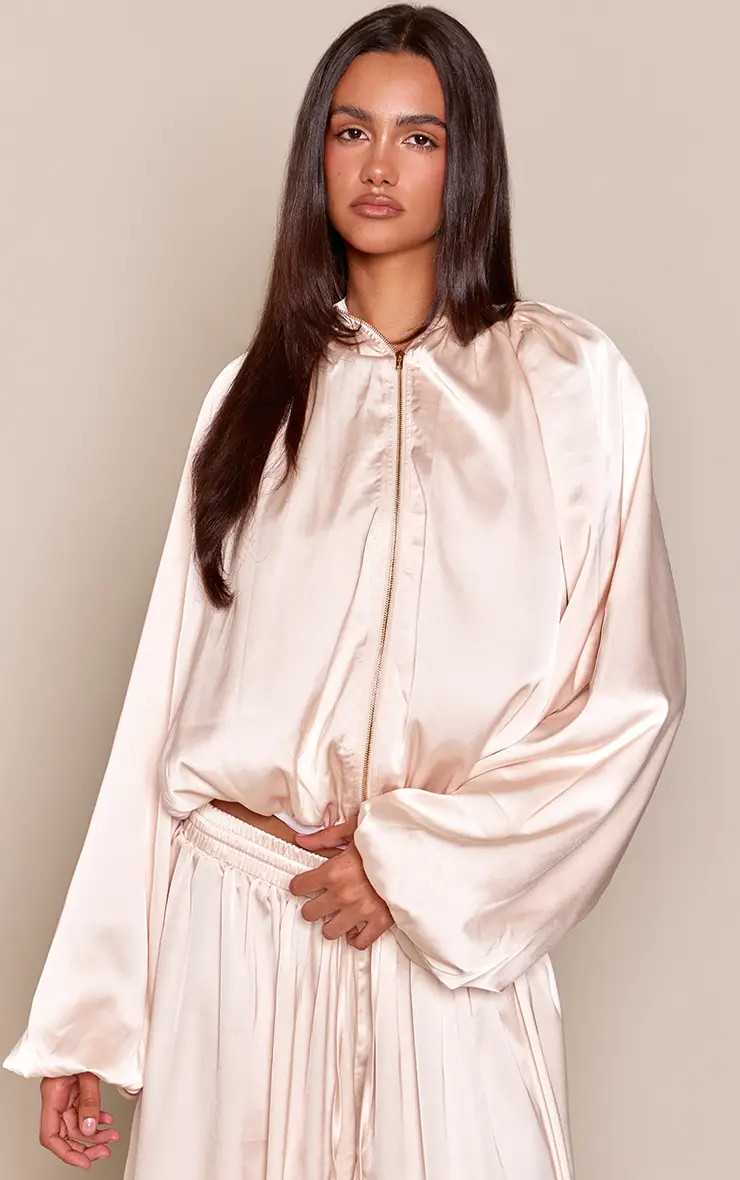 Satin Pleated Bomber Jacket | boohoo (US & Canada)