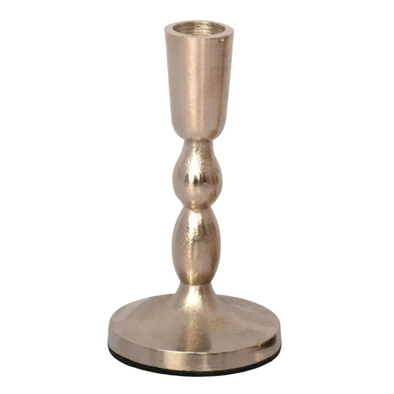 Silver Aluminum Finial Chrismas Taper Candle Holder, 5.75", by Holiday Time | Walmart (US)