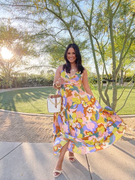 Obsessed with this printed dress by ASTR! Wearing sz medium and I love it so much I have it in 2 prints! 
Take 20% OFF my bucket bag with code: HAUTE20
#springdress #weddingguest #giginewyork #bucketbag #springstyle 

#LTKtravel #LTKitbag #LTKwedding