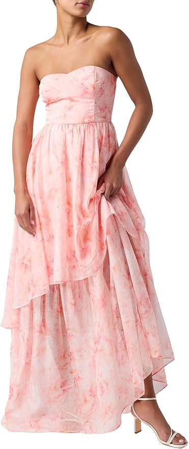 Lulus Alana Strapless Tiered Maxi Dress Elegant Sweetheart Bodice High Waist Flowing A Line Dress | Amazon (US)