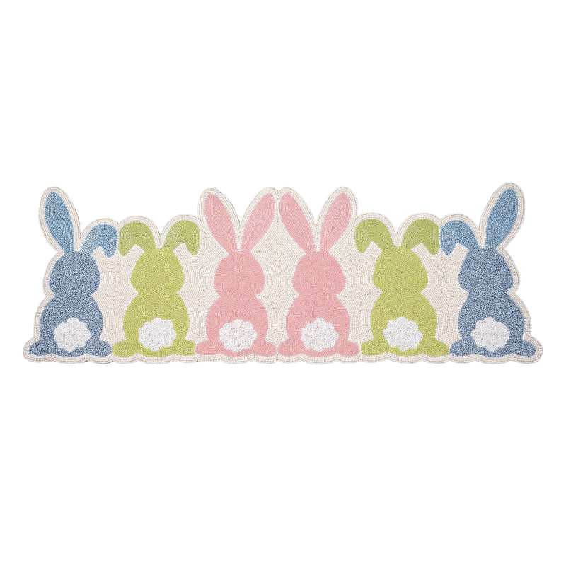 Homespun Easter Fully Beaded Bunny Butt Table Runner, 36x13 | At Home