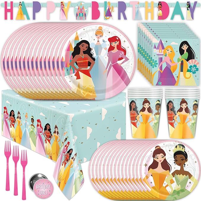 Disney Princess Birthday Decorations Set | Disney Princess Birthday Party Supplies | Disney Princ... | Amazon (US)