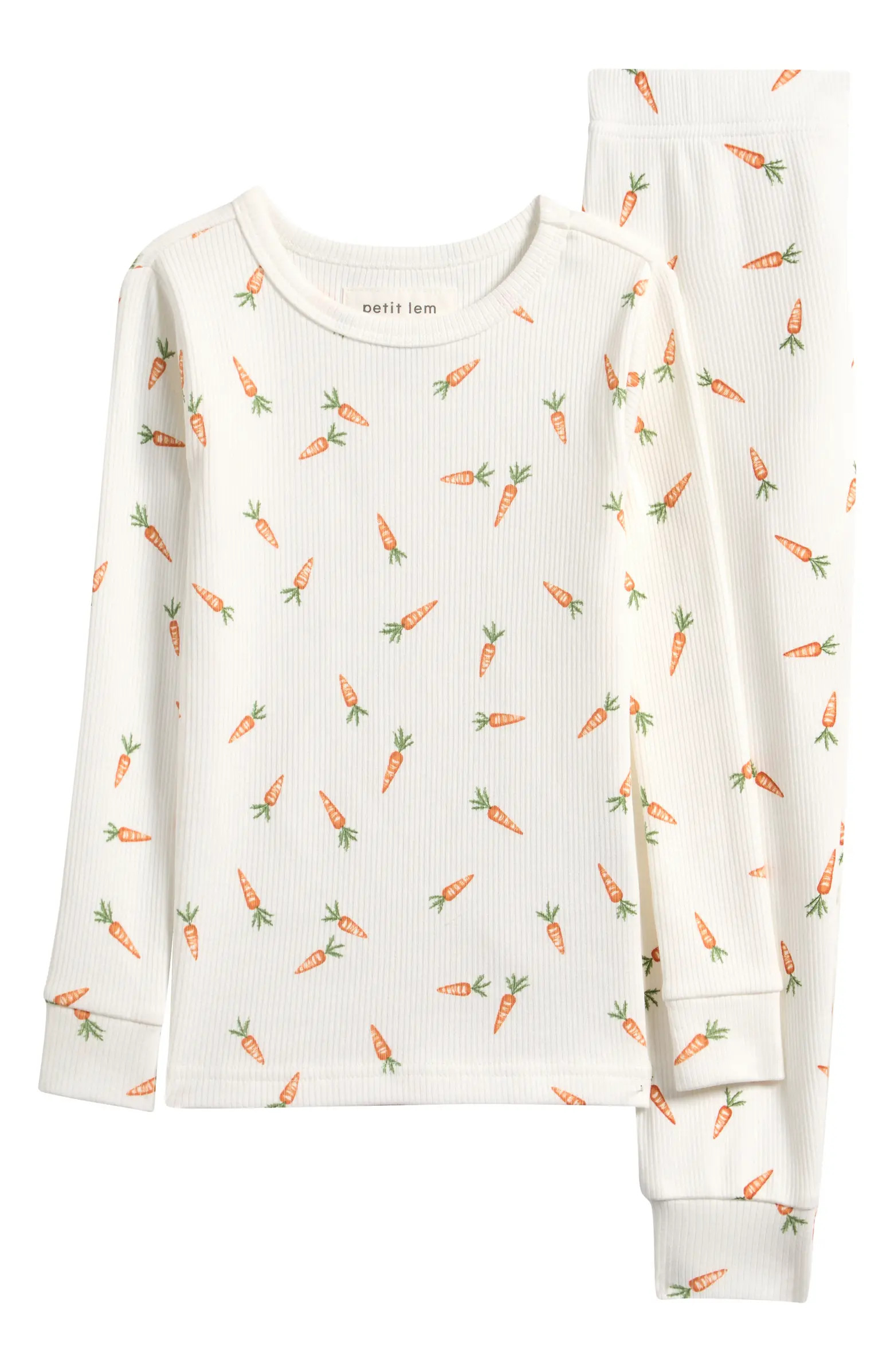 Kids' Carrots Stretch Organic Cotton Rib Fitted Two-Piece Pajamas | Nordstrom