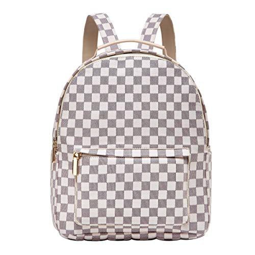 Daisy Rose Checkered Backpack Bag - Luxury PU Vegan Leather (Cream) | Walmart (US)