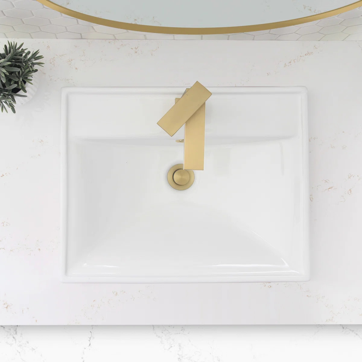 STYLISH Horizon Classy 20-1/4"L White Rectangular Drop-in Bathroom Sink P-210H | Wayfair North America