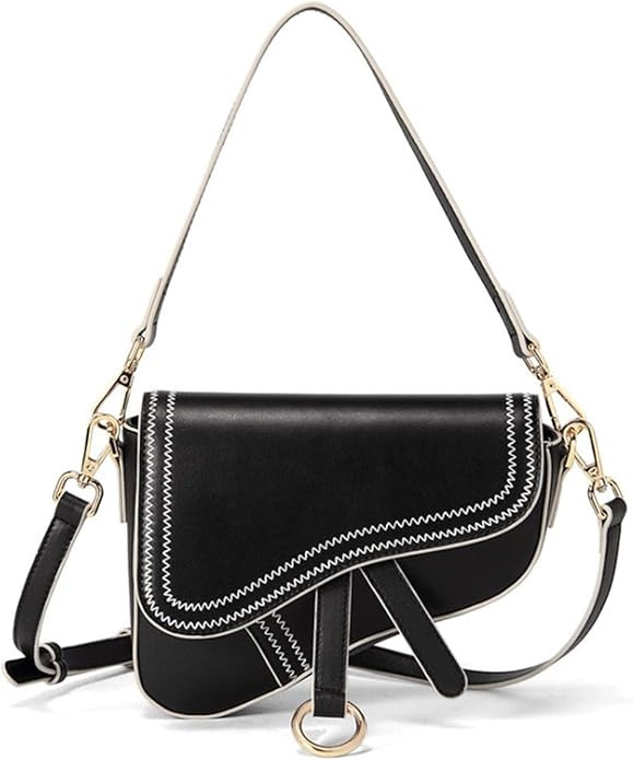 Women's Saddle Bag Vintage Stitching Mini Crossbody Shoulder Strap Small Purse | Amazon (US)