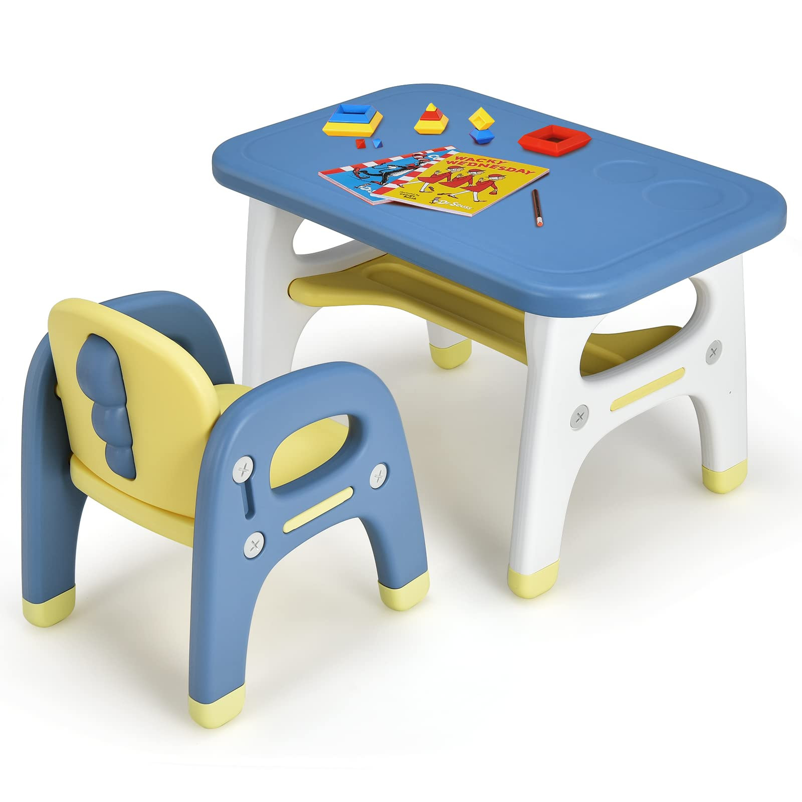 HONEY JOY Kids Table and Chair Set, Dinosaur Shape Children Activity Table and 1 Chair for Art Cr... | Amazon (US)