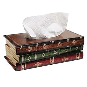 Antique Book Design Wood Bathroom Facial Tissue Dispenser Box Cover / Novelty Napkin Holder - MyGift | Amazon (US)