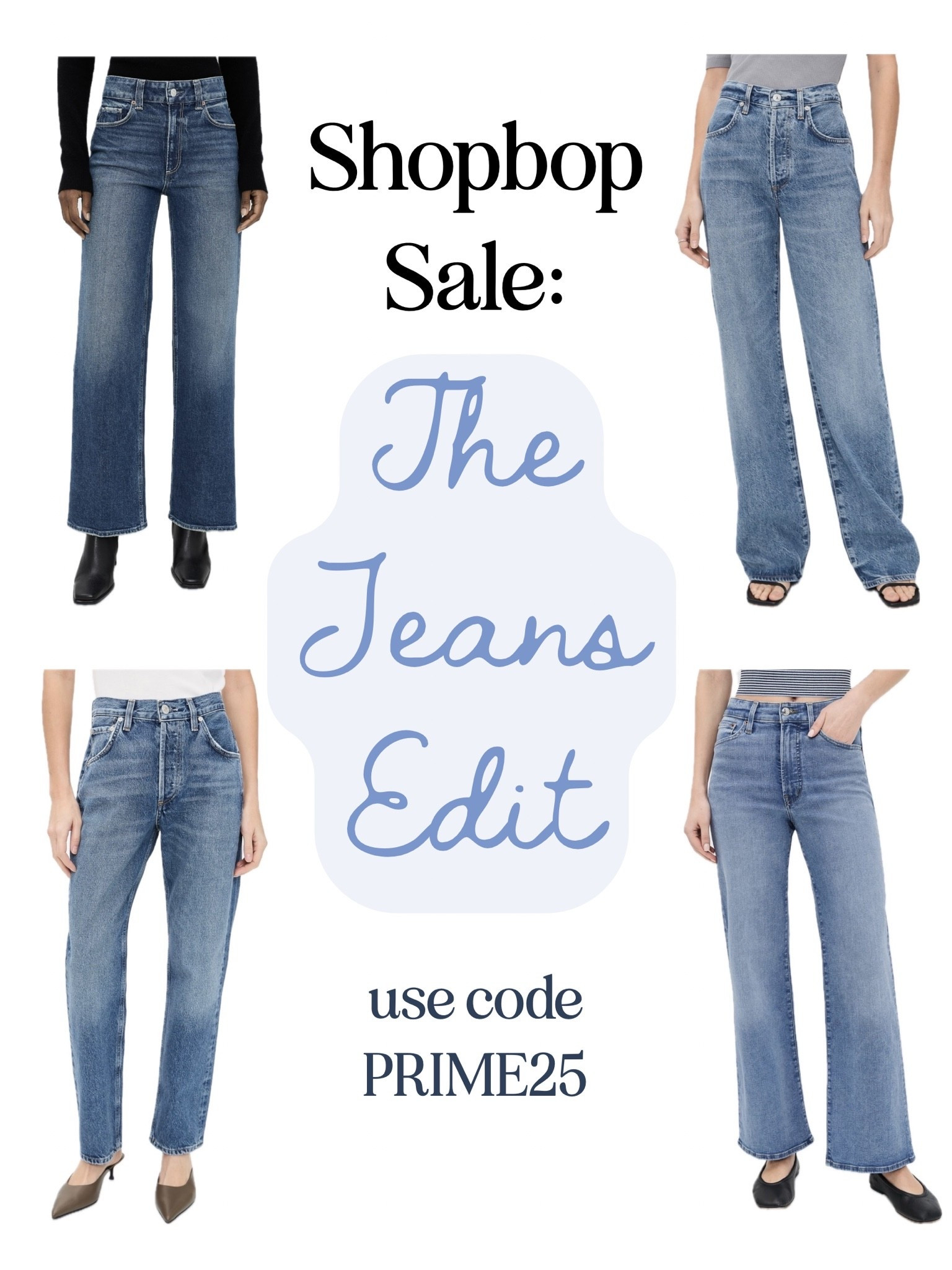 Missy’s top denim picks from the Shopbop sale (use code PRIME25 for all):

- Madewell’s Wide Leg Jeans are PERFECT and under $60 right now with the code PRIME25. They’re final sale at that price, but if you already know your size in this brand, it’s a great time to buy.

- Paige jeans in Sasha are HALF-OFF right now — $130 for a brand that’s normally $250 or more. Like the Madewell jeans, these have a wider leg and more fitted butt, which is my go-to style. Also like the Madewell deal, these are final sale, but if you know your size, it’s a great steal for a higher-end jeans brand.

- Citizens of Humanity’s Annina jeans are the perfect width imo. And if you’re more apple-shaped, their Winslow Boyfriend Jeans with a looser shirt in a French tuck are super-flattering. And unlike the Madewell and Paige Sasha deals, these are NOT final sale.

Plus, a bonus pair: These Levi’s that are under $60 right now during Prime Day!

And last but not least, my favorite @Reformation white tee that pairs perfectly with these pants (and similar styles) and hits exactly at the top of the waistline.

#LTKSaleAlert #LTKMidsize #LTKootd