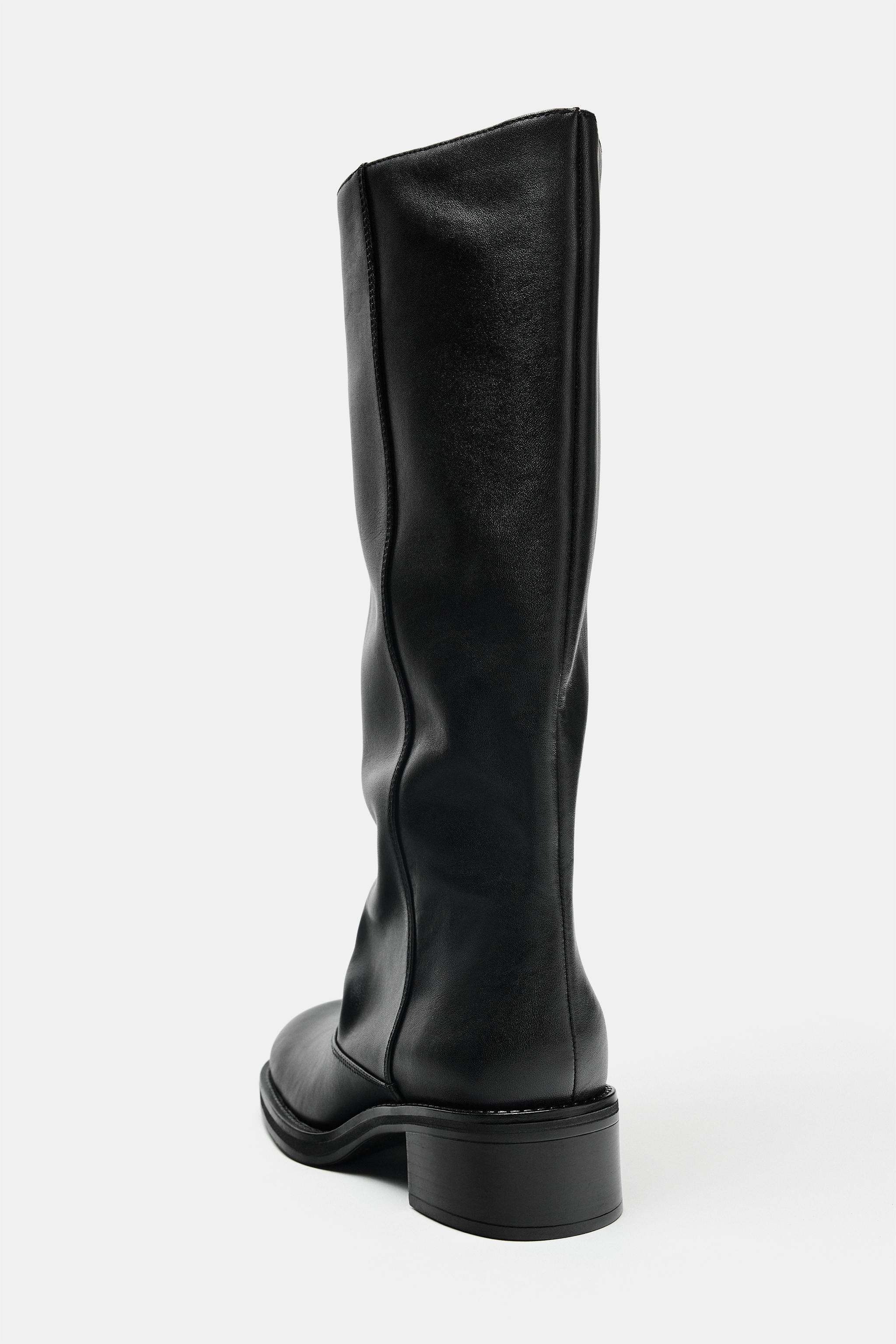 LEATHER BIKER BOOTS | Zara US