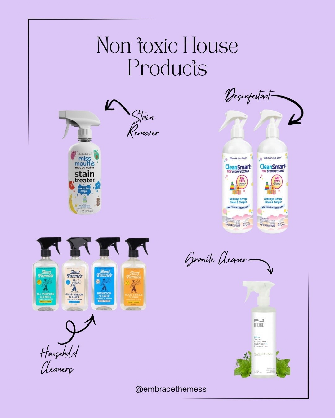 Non-Toxic House Cleaning Must-Haves ✨
Sharing my favorite safe, non-toxic cleaning products for moms, babies, pets, and everyday chaos. These are the cleaners I actually use at home: stain remover, disinfectant spray, all-purpose cleaner, bathroom cleaner, glass cleaner, wood cleaner, and granite-safe surface spray. Perfect for busy households that want clean ingredients and a clean home.

Shop my full list of non-toxic household essentials on my LTK 💜
#nontoxiccleaning #cleanhouseproducts #safehomeproducts #momapprovedcleaning #ltkhome #ecofriendlycleaning #cleanwithme


#LTKmomlife #LTKHome #LTKFindsUnder50