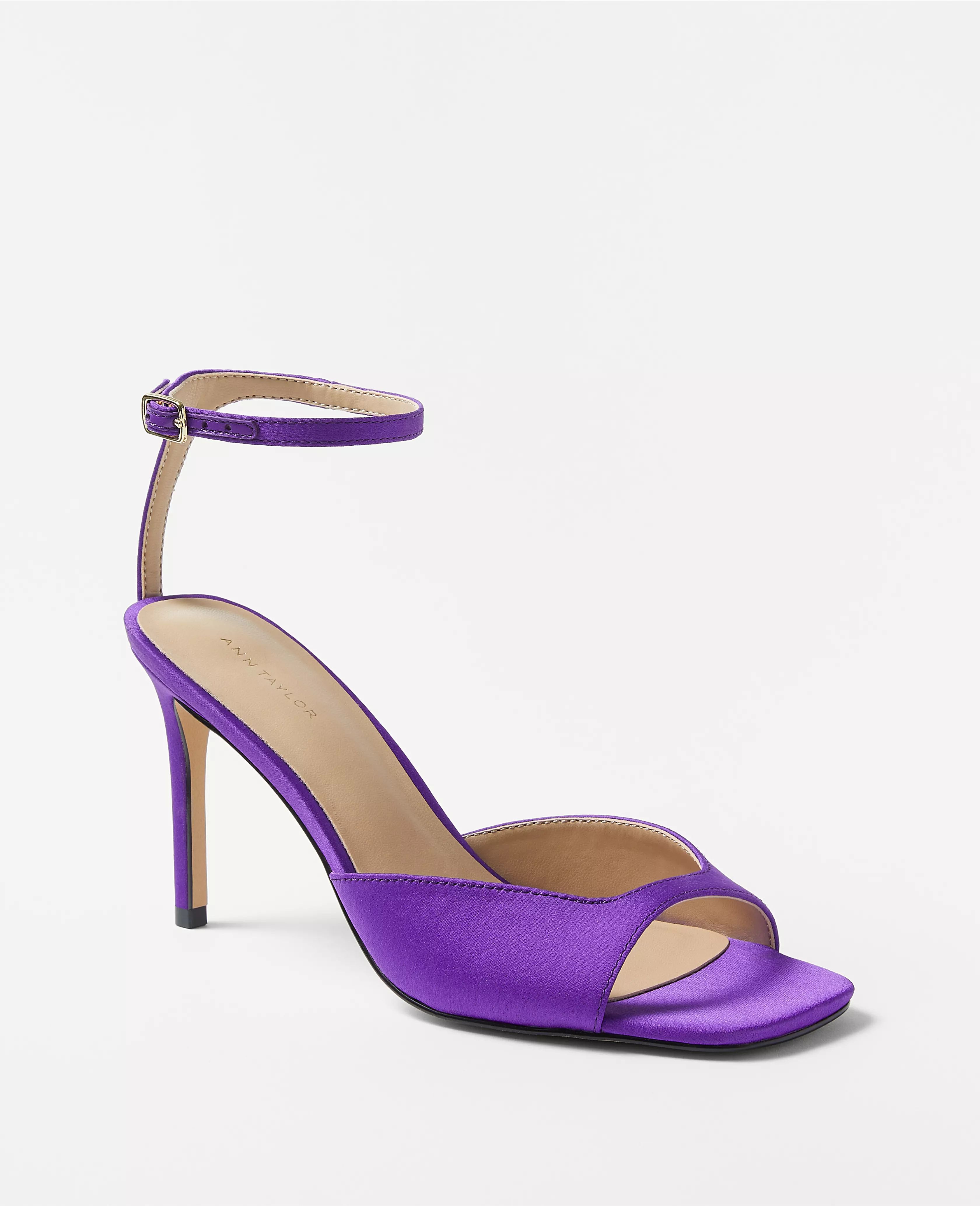 Cinched Satin Square Toe Pumps | Ann Taylor (US)