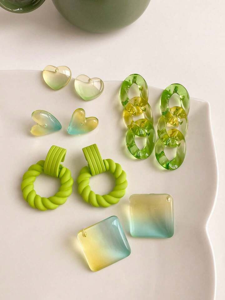 1set/5pairs Geometric Gradient Colorful Earrings Set | SHEIN