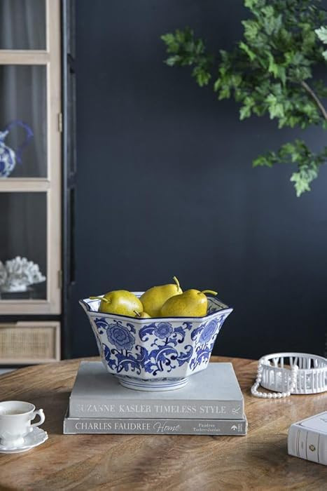 T2 Concept 100% Porcelain D10x6 Traditional Oriental Blue and White Decorative Bowl Floral Patter... | Amazon (US)