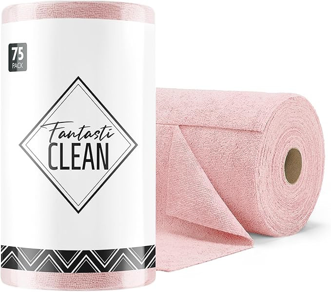 Fantasticlean Microfiber Cleaning Cloth Roll -75 Pack, Tear Away Microfiber Towels, 12" x 12", Re... | Amazon (US)