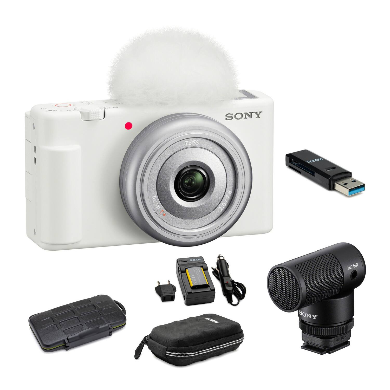 Sony - Zv-1F Vlog Camera (White) With Vlogger Shotgun Microphone and Accessories - ZV1FW-ECMG1 | Best Buy U.S.