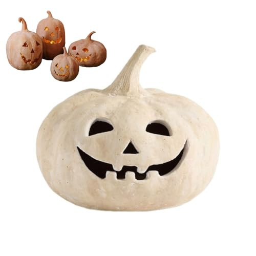 Uniquely Designed Resin Pumpkin Lantern, Terracotta Textured Jack O' Lantern Decorative Sculpture, Cute Halloween Autumn Farmhouse Table Festival Decoration, 2025 Fall & Halloween Decor (Size 4) | Amazon (US)
