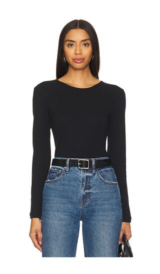 LESET Pointelle Long Sleeve in Black. - size L | Revolve Clothing (Global)