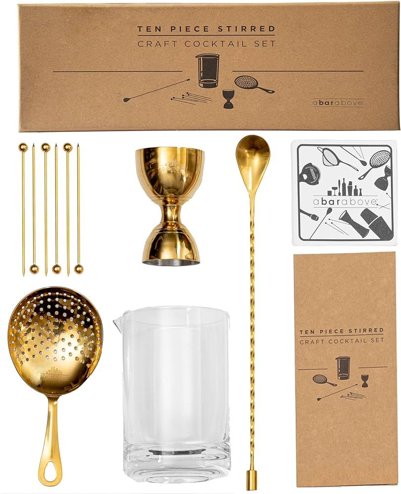 A Bar Above 10-Piece Premium Stir Gift Set - Cocktail Mixing Glass Gifts Set - Stirred Home Bar K... | Amazon (US)
