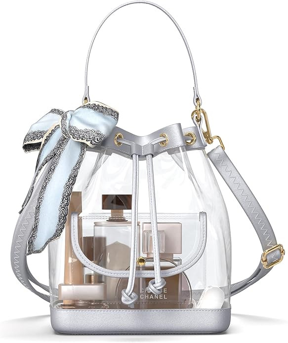 Missnine Clear Bag for Stadium Approved, Clear Crossbody Bucket Bag Transparent PVC Purse for Wom... | Amazon (US)