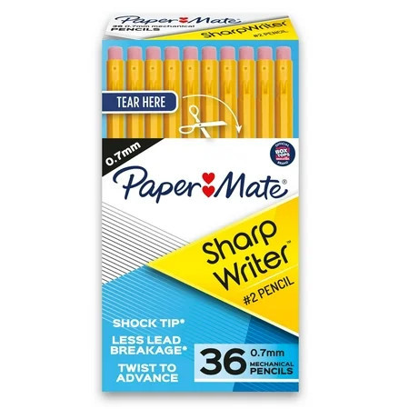 Paper Mate SharpWriter Mechanical Pencils, 0.7 mm, HB #2, Yellow, 36 Count | Walmart (US)