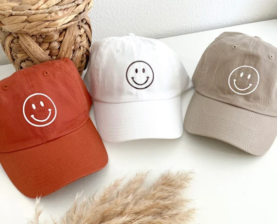 Smiley Face Hat Smiley Face Ball Cap Simple Smiley Hat | Etsy | Etsy (US)