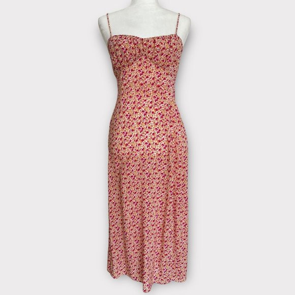 Zara Orange Floral Print Midi Dress | Poshmark