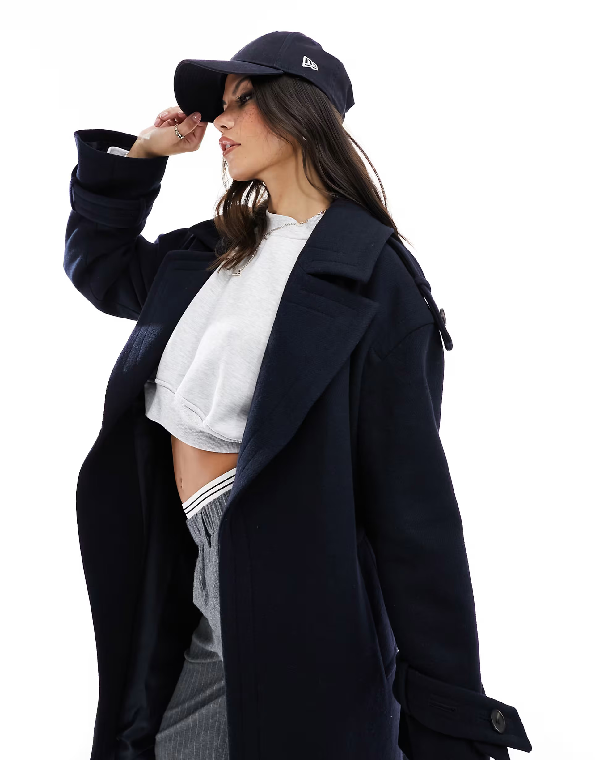 ASOS DESIGN premium wool trench coat in navy | ASOS (Global)