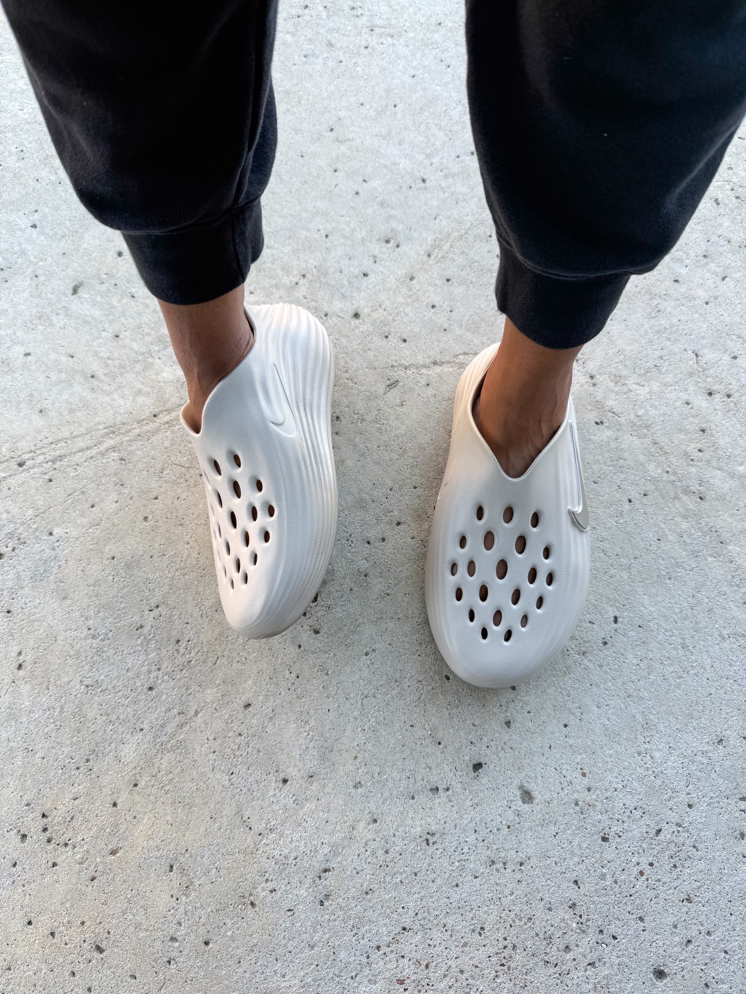 Nike slip ons, Rejuven8, fleece pullover, Nike sweatpants 