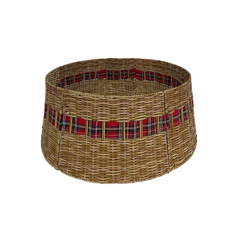 26in Christmas Tree Collar Scottish Tree Skirt Rustic Handcrafted Woven Base | Wayfair North America