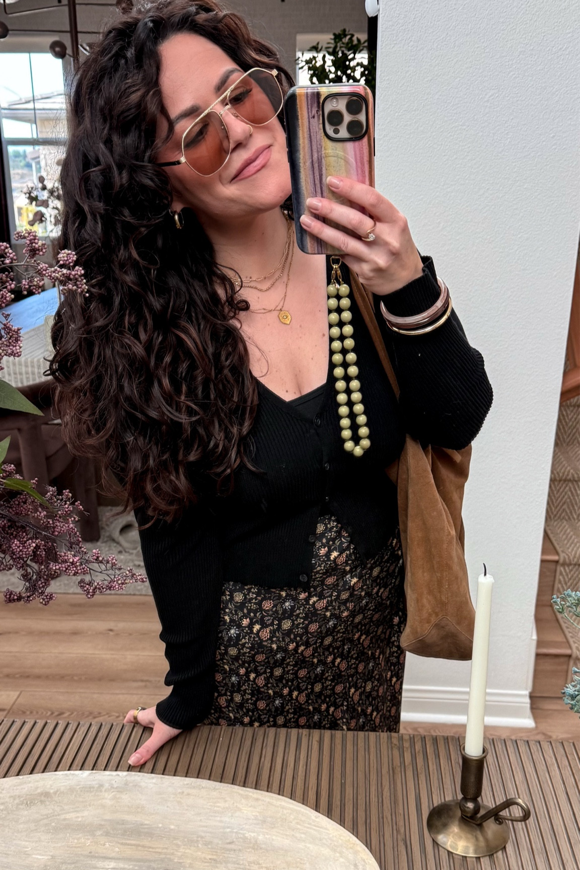in my practical magic era. ✨ 
outfit for dinner with the family 
maxi skirt xl, cardigan large 
flip flop kitten heel sandals tts 
spring midsize outfit 


#LTKootd #LTKOver40 #LTKMidsize