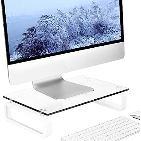 Dual Computer Monitor Stand Riser Acrylic Clear Desktop Screen Laptop Gaming PC Riser 11.8inch Desk  | Amazon (US)