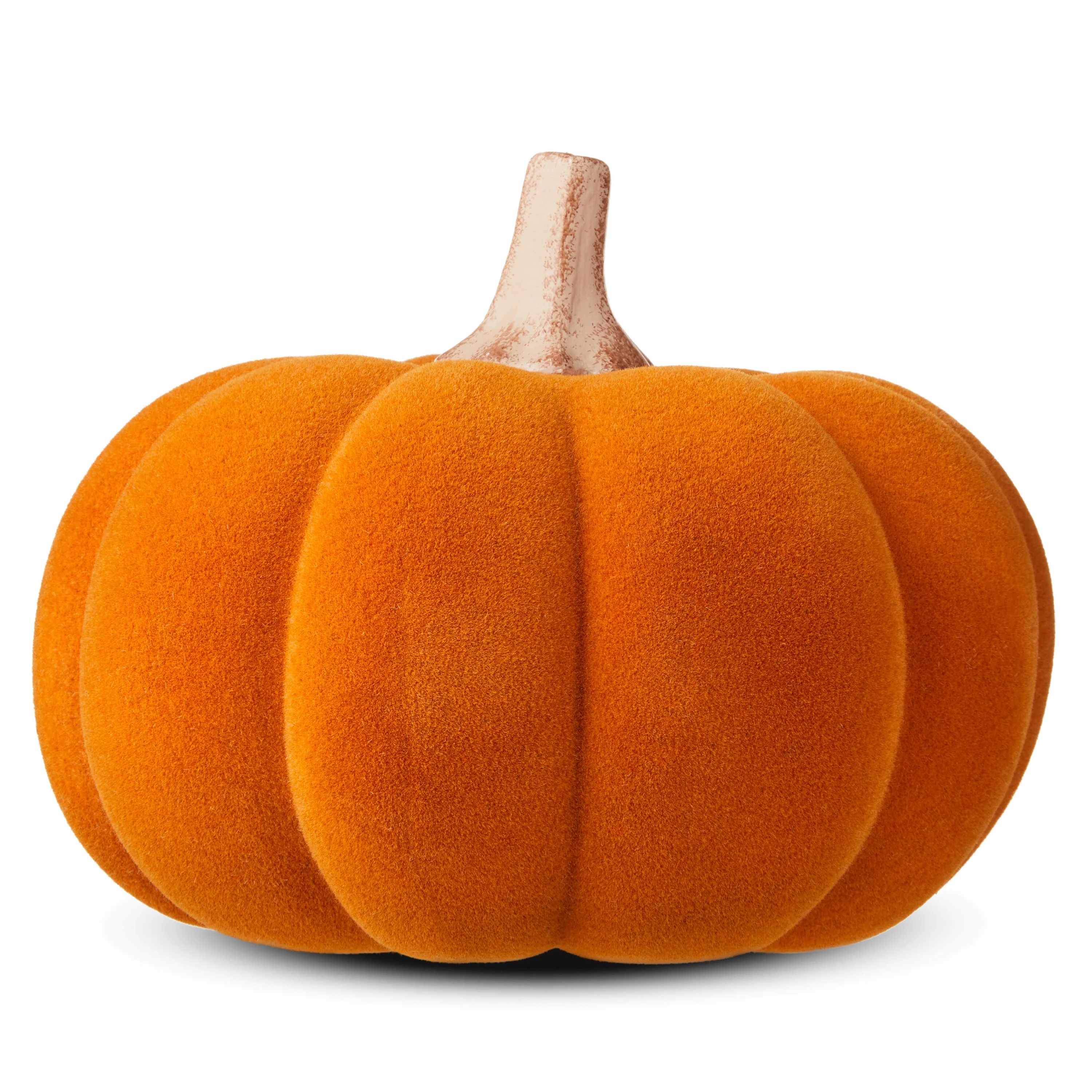 Harvest Orange Flocked Resin Pumpkin Decoration, 9 in, by Way To Celebrate | Walmart (US)