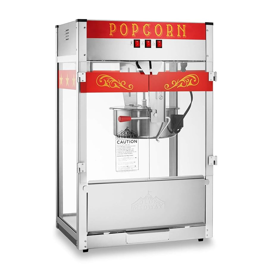 Olde Midway Commercial Popcorn Machine Maker Popper with Extra Large 16-Ounce Kettle - Red | Amazon (US)