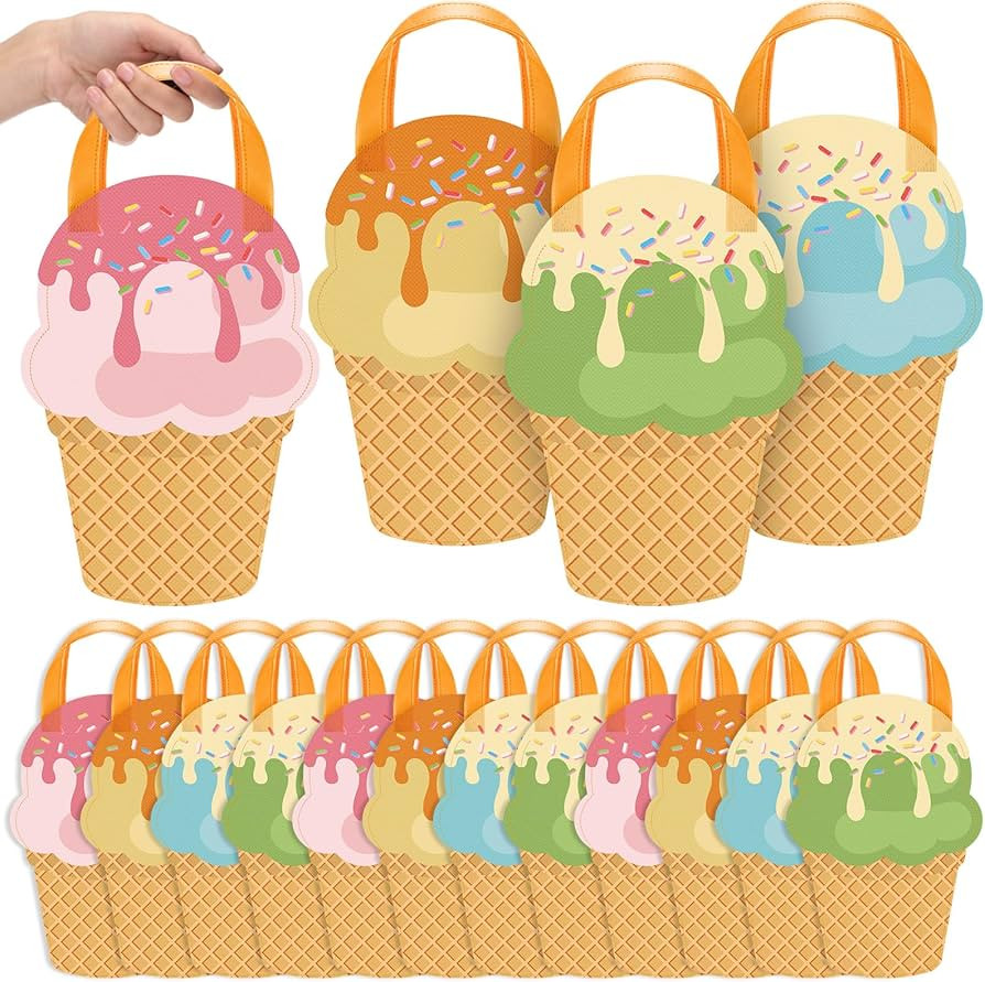 Sunnymove 24pcs Ice Cream Party Favor Bags Sweet Candy Goodie Treat Gift Ice Cream Summer Gift fo... | Amazon (US)