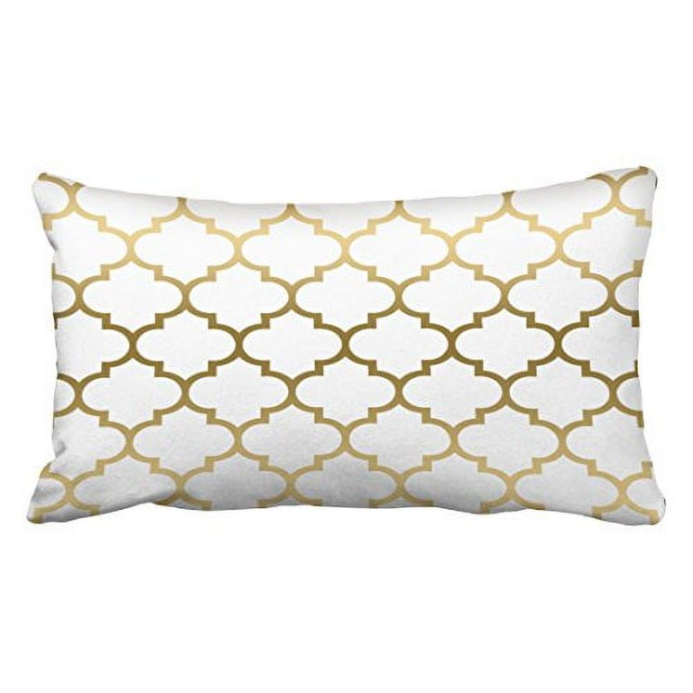 WinHome Decorative Gold And White Quatrefoil Geometric Pattern Pillow Cover For Living Room, Sofa... | Walmart (US)