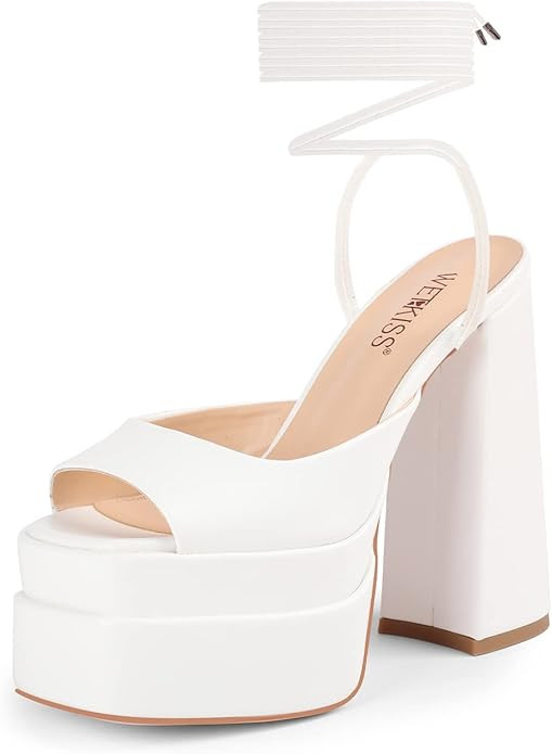 WETKISS Platform Heels for Women, with Chunky Heel and Ankle Strap Design, Comfy and Sassy | Amazon (US)