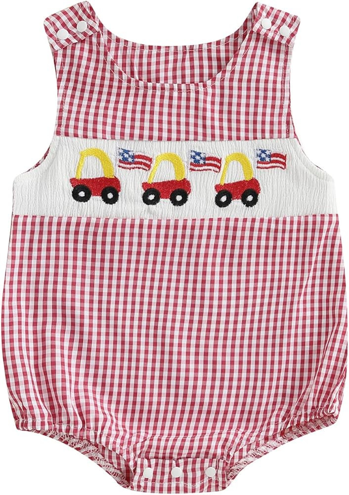 Twopumpkin 4th Fourth Of July Baby Boy Outfit Newborn American Flag Onesie USA Bubble Romper Over... | Amazon (US)