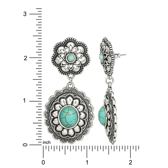 Jessica Simpson Fashion Metal Faux Turquoise Stone Drop Earring | Walmart (US)