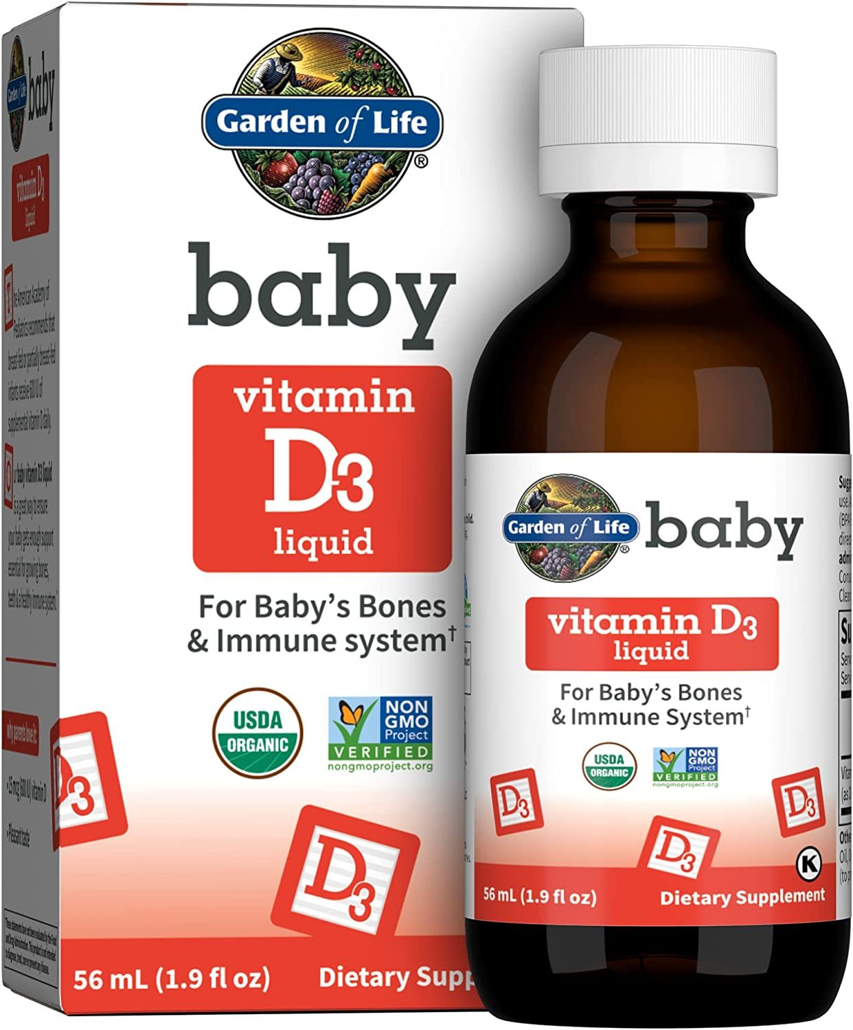 Garden of Life Baby Vitamin D3 Liquid, 600 IU (15 mcg) Organic Liquid Vitamin D for Infants & Tod... | Amazon (US)