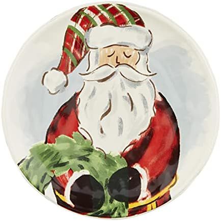 Mud Pie Painted Christmas Salad Plate, Wreath, 8" dia | Amazon (US)