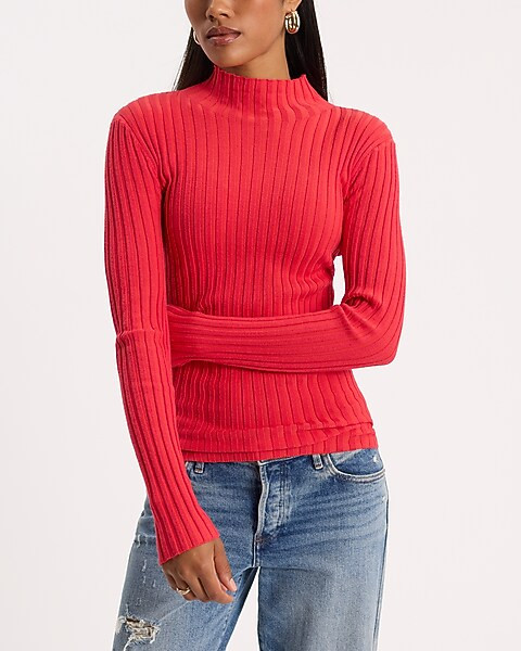 Fitted Ribbed Mock Neck Sweater | Express
