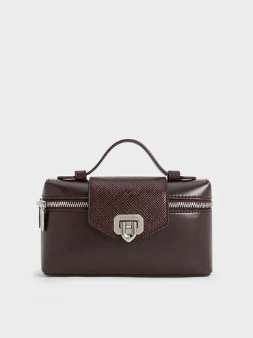 Plum Arwen Top Handle Vanity Bag | CHARLES & KEITH UK | Charles & Keith UK