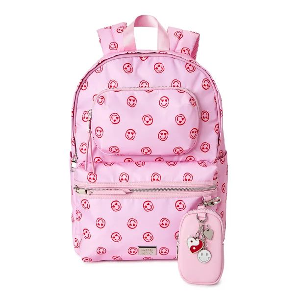 Madden NYC Women’s Modular Zipper Backpack Pink Smiley - Walmart.com | Walmart (US)